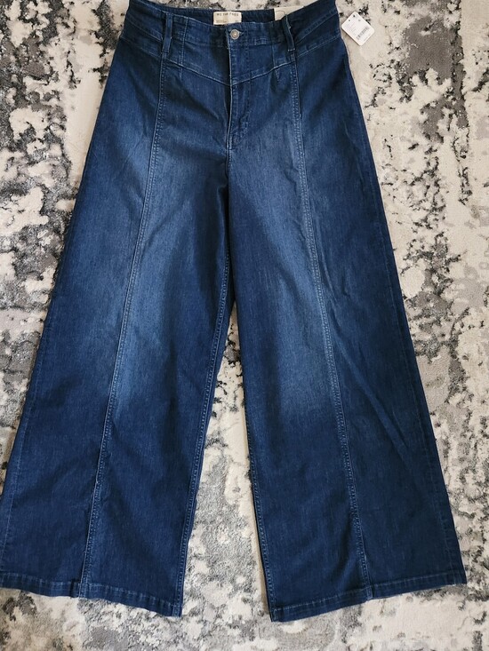 We The Free Denim - We The Free Wide Leg Flare Jeans - Dark Blue Denim